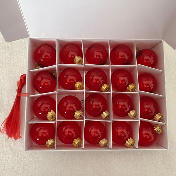 Set of 20 Ikea Vinterfint Small Round Red Glass Christmas Ornaments NEW IN BOX - Picture 3 of 12